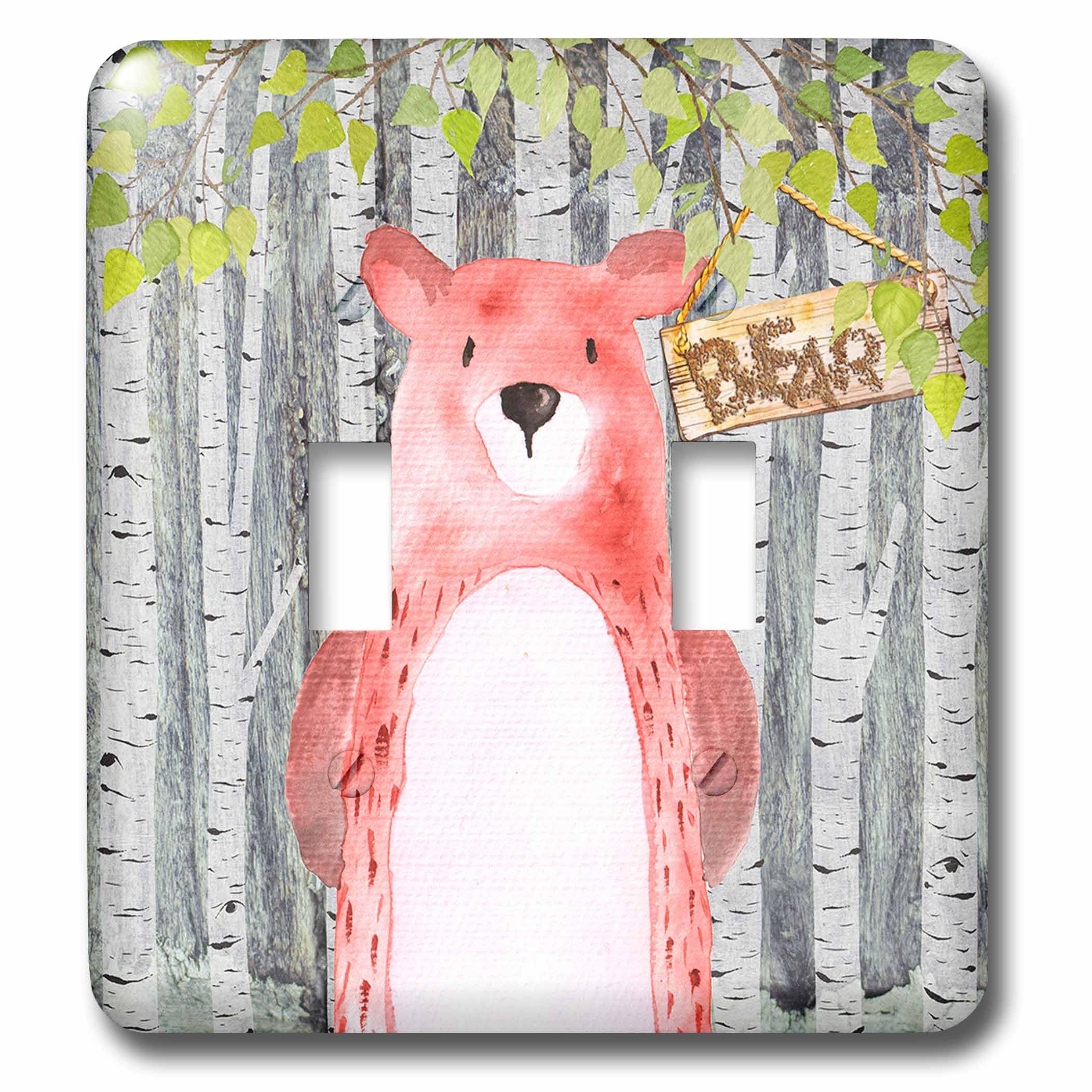 Interrupteur à bascule double Woodland Friends décoration chambre bébé fille