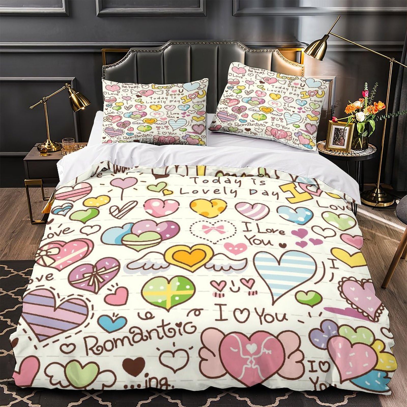 Housse de couette 135x200cm pour chambre d'enfant et homme parure de lit douillette