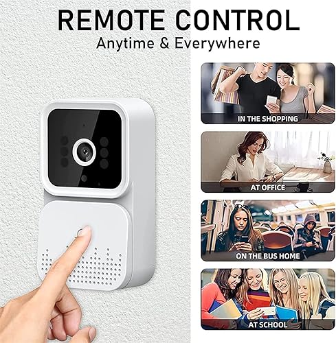 Miniatura 2 de Timbre de video remoto inalámbrico inteligente con timbre, intercomunicador en el hogar, visión nocturna HD, timbre de seguridad WiFi,