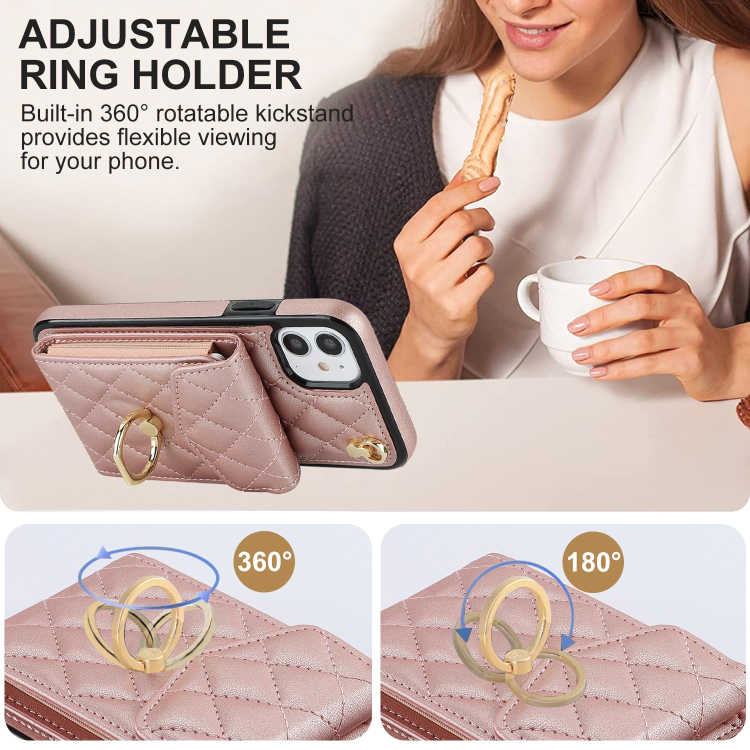 Asuwish Flip-Handyhülle Für IPhone 12 Mini – Mit RFID-Schutz, Kartenfächern & Umhängeband
