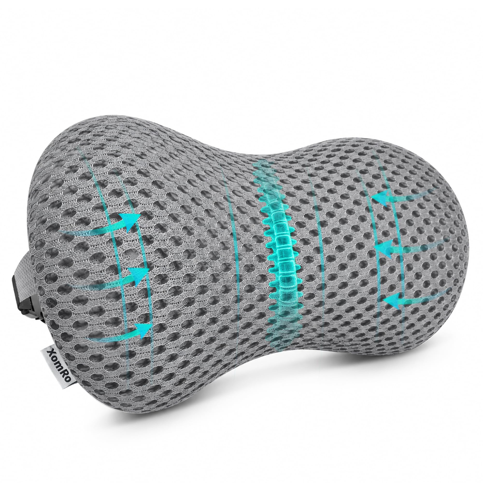 XomRo Car Seat Lumbar Support Pillow Lower Back Pain Support Premium Memory Foam Office Chair Car Seat Gaming Sitting Sleeping Breathable 4D Mesh Cover Adjustable Straps Universal Fit Vehicle(Gray)