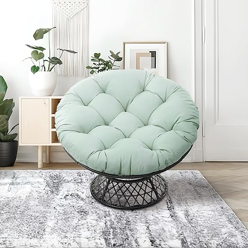 Silla Papasan giratoria de 360, capacidad de 350 libras, silla de mimbre para interiores y exteriores con cojín grueso, silla decorativa moderna