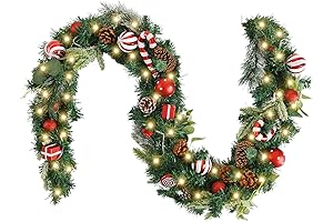 WANNA-CUL Pre-Lit 6Ft Christmas Wreath and Garland