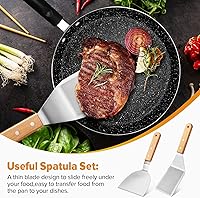 Vista 2 de Juego de espátulas de metal, espátulas de plancha para pescado, espátula de acero inoxidable con mango de madera, espátulas con bordes biselados