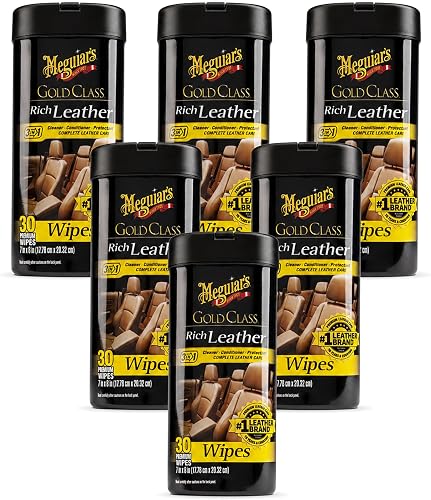 Meguiar's Gold Class Rich Leather Wipes, 6 Pack, 180 Count