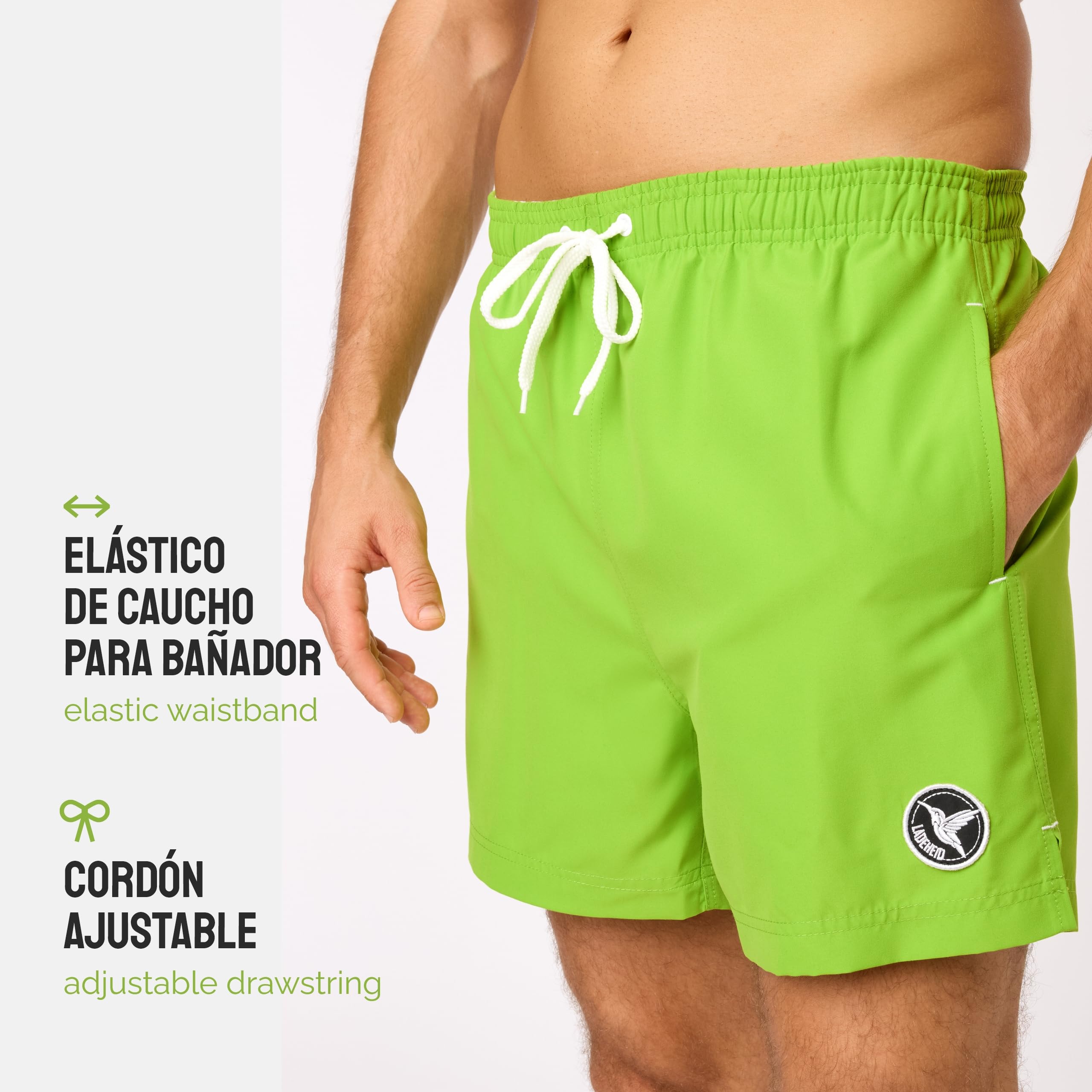 Ladeheid Bañador Hombre Short Deportivo de Baño con Forro Interior de Malla, Secado Rápido, Cintura con Cordón y Bolsillos, Cómodo para Playa, Piscina o Gimnasio LA40-198
