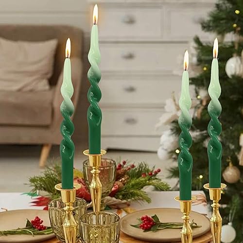 Miniatura 2 de Juego de velas cónicas en espiral de 10 pulgadas, velas trenzadas de 2 colores, hechas a mano, sin goteo, para boda, celebración, aniversario,