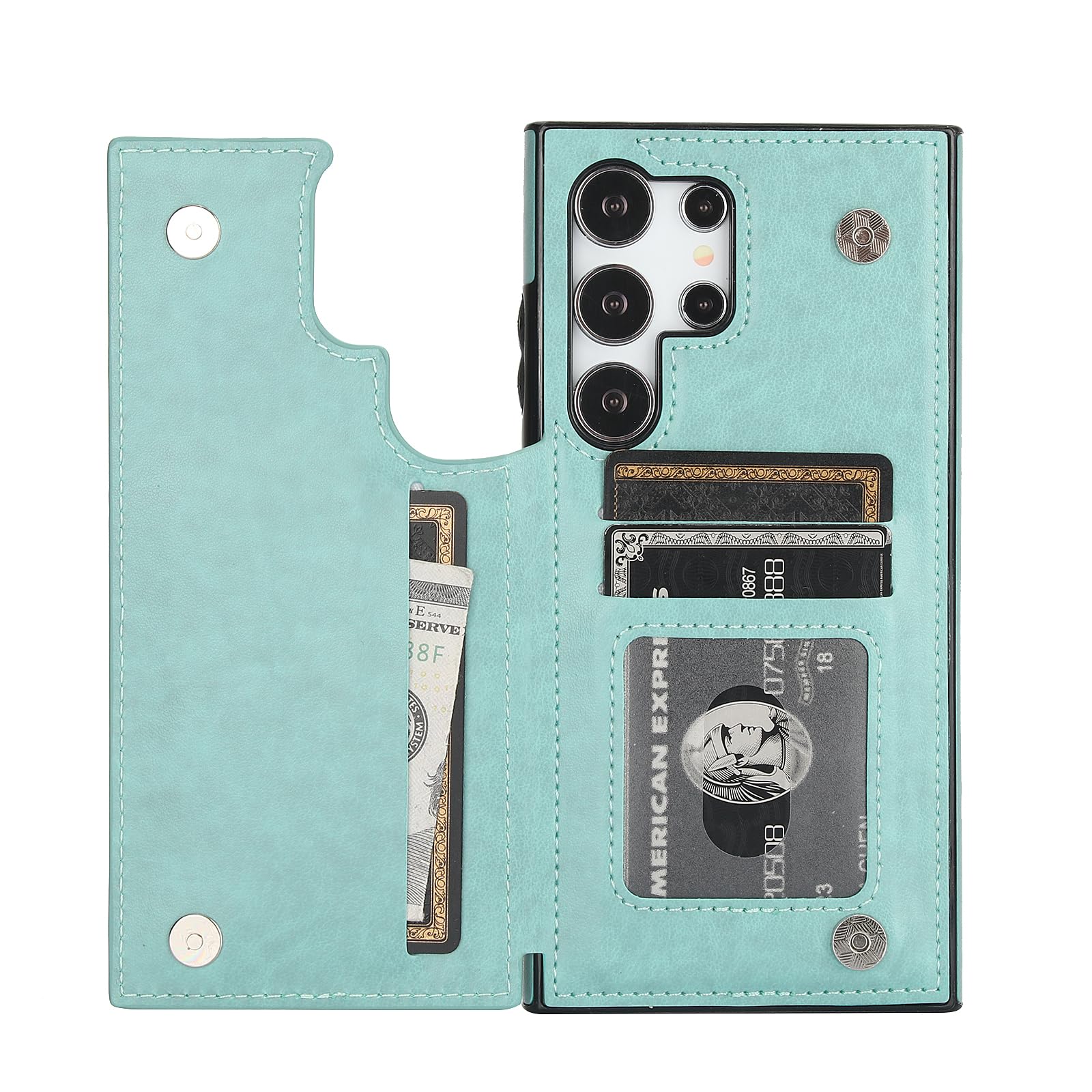 ACXLIFE Samsung Galaxy S24Ultra 5G Case S24Ultra Card Credit Holder Wallet Protective Cover with Card Slot and Leather Case for Samsung S24Ultra 6.8Inch (Green, Samsung S24 Ultra)