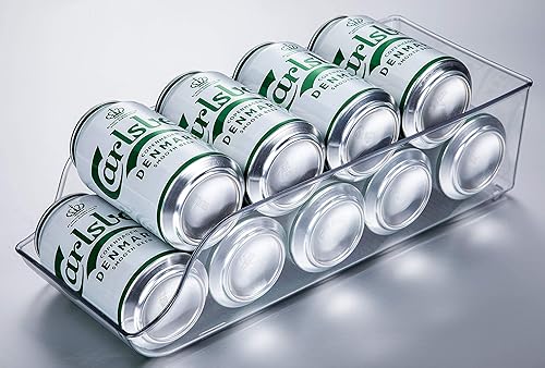 Miniatura 9 de JinaMart - Organizador de refrigerador JinaMart, soporte para bebidas para refrigerador, cocina, encimeras, gabinetes, dispensador de latas de