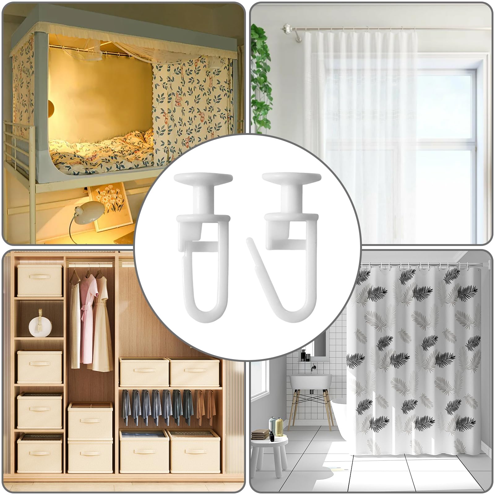 ZEXKENS 50pcs Curtain Track GliderGlidering Hook Easy Installation and Quiet Movement Curtain Roller for Living Room Bedroom