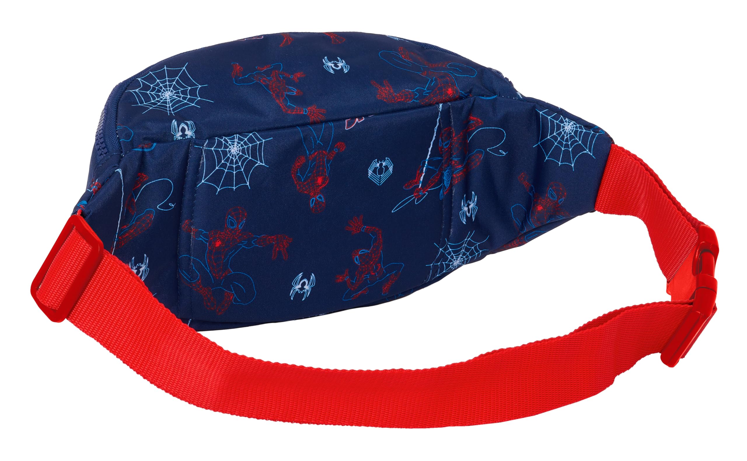 Safta Spiderman Neon - Sac Banane avec Poche extérieure, idéal pour Jeunes et Enfants de différents âges, Confortable et Polyvalent, qualité et résistance, 23 x 9 x 12 cm, Couleur Bleu Marine