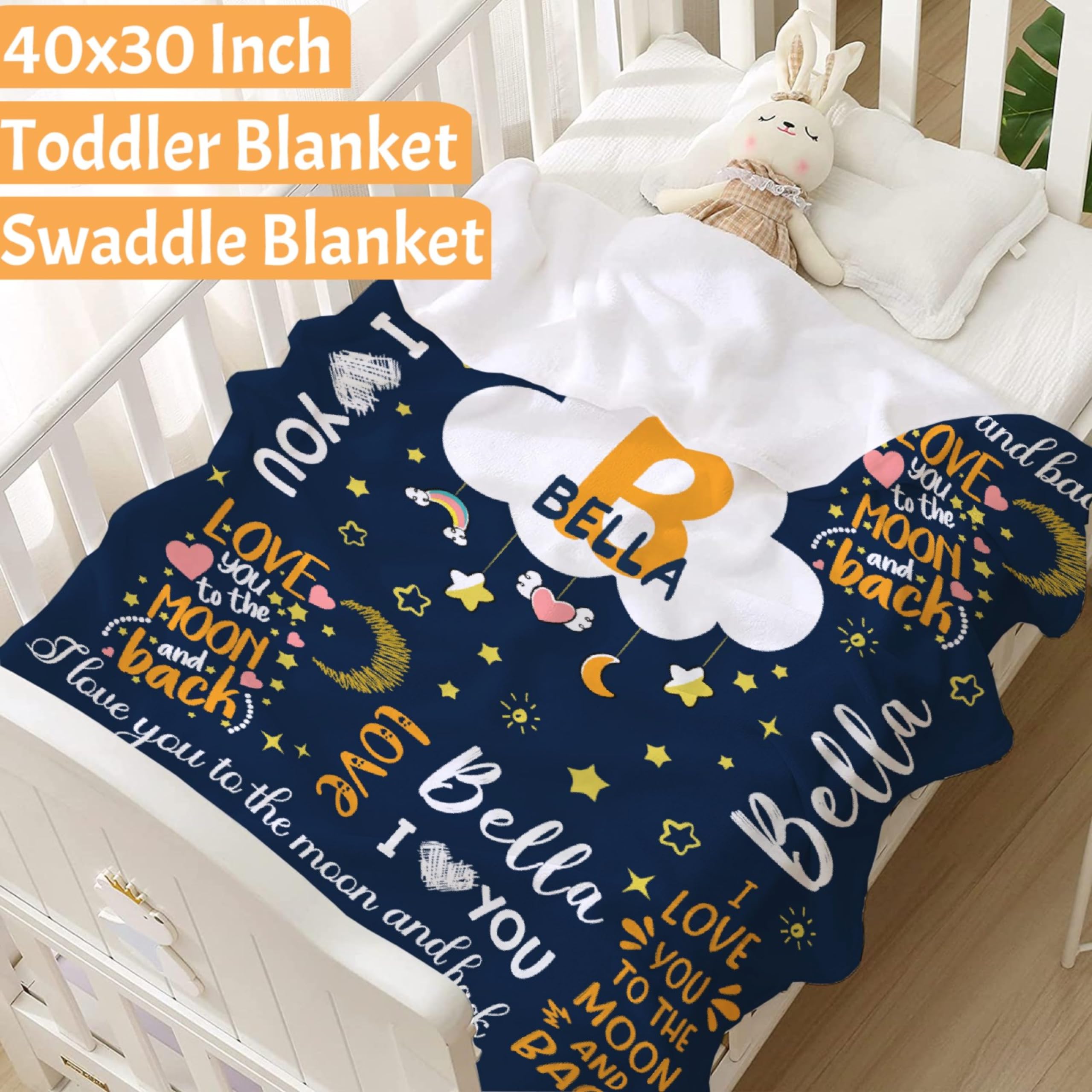 Personalized Baby Blanket With Name - Cute Fox Design Flannel Swaddle Blanket 30x40 Inches