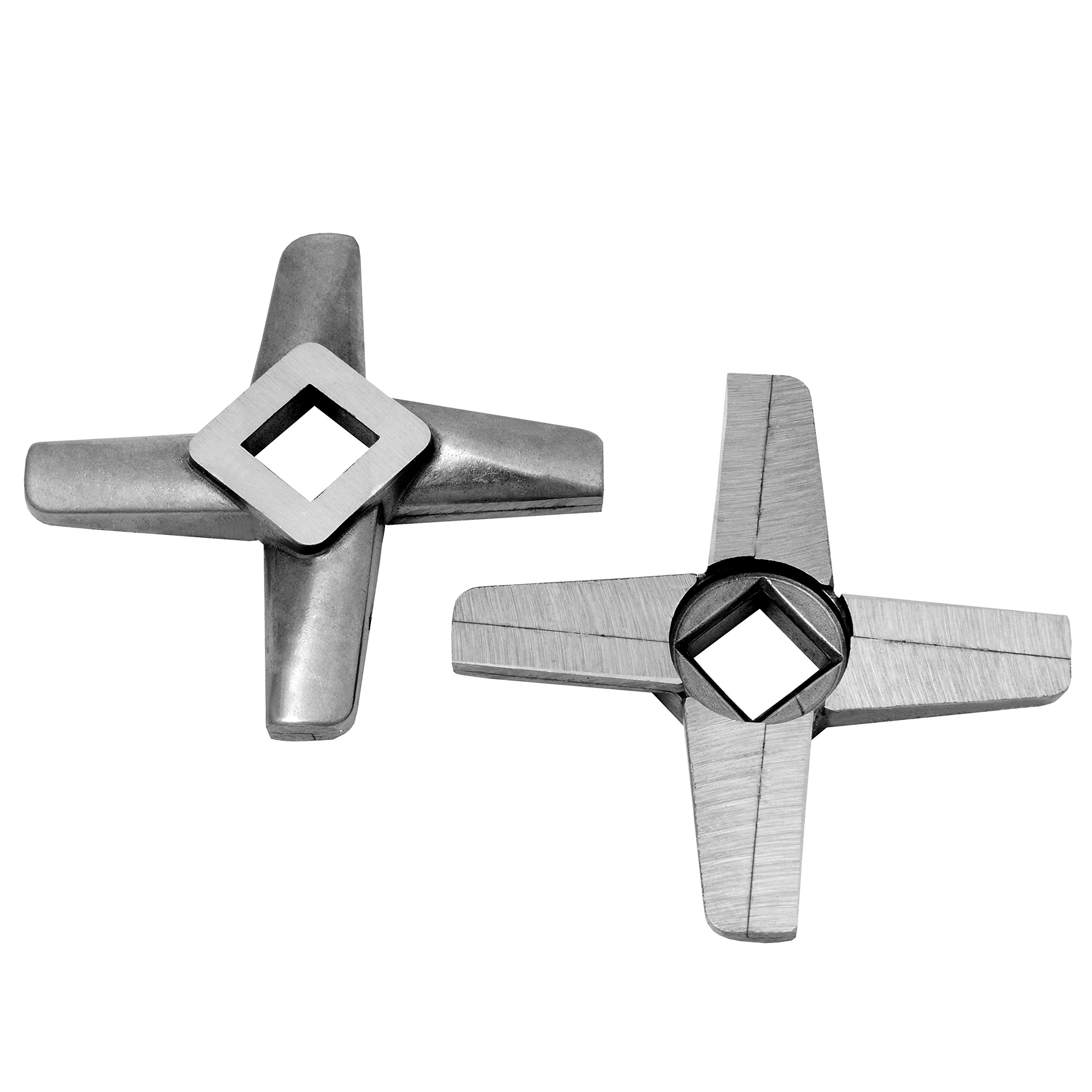 Wolfcut Inox Longlife - Juego de cuchillas para picadora de carne (4 ranuras y rosca de 3,0 mm, incluye un cuchillo en cruz Longlife y tapa atornillable compatible con todas las marcas de picadora de