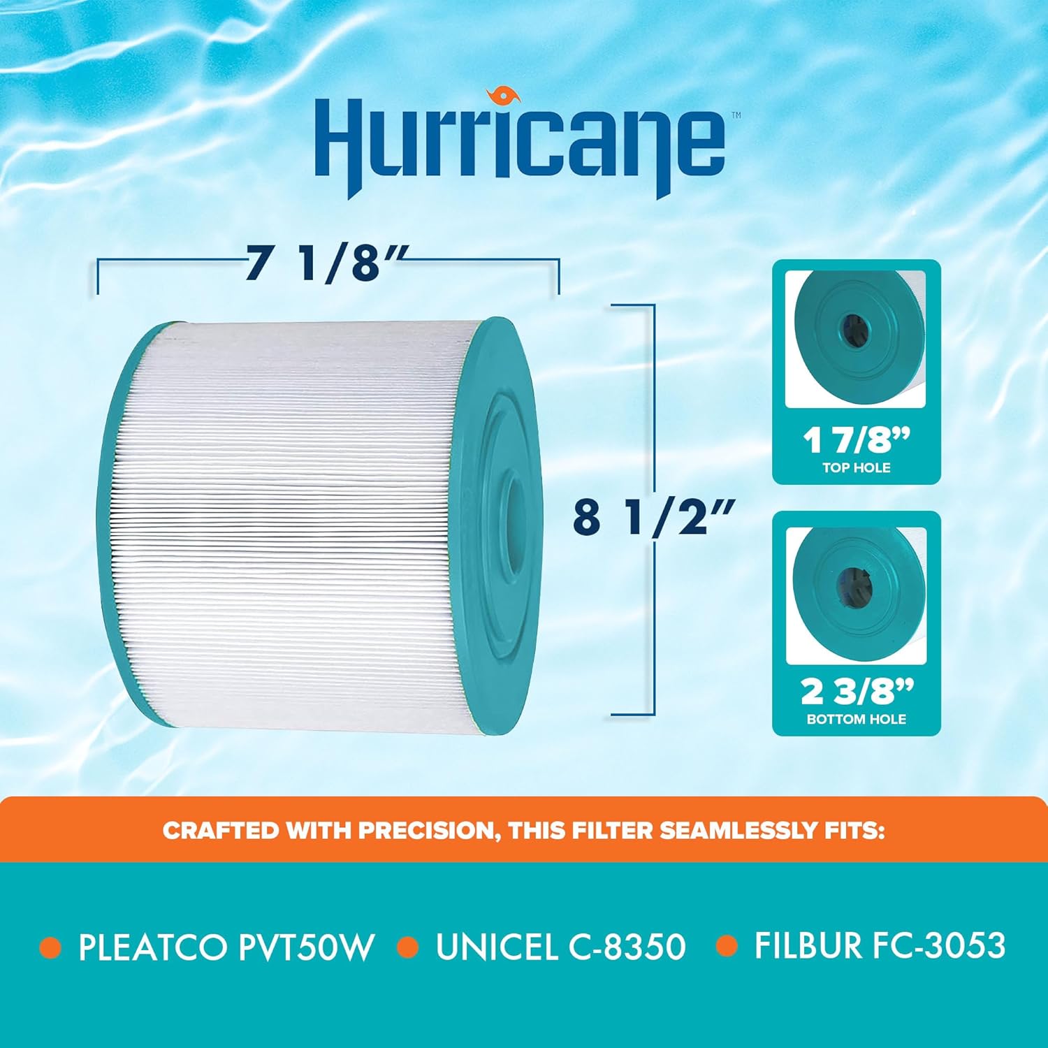Hurricane Filters HF8350-01 2 Pack Advanced Spa Filter Cartridge - Replacement for PVT50W, Unicel C-8350, Filbur FC-3053, Vita Spa