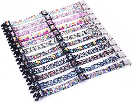 Miniatura 6 de Lindo collar para perros XS, pequeños, medianos y grandes, collar de nailon suave para mascotas, estampado 3D, con patrones multicolor, collares