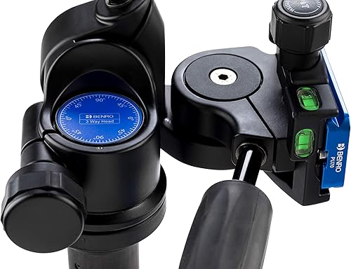 Miniatura 8 de Benro Panhead de 3 vías cabezal de trípode profesional de aluminio con placa de liberación rápida Arca-Swiss, control independiente de