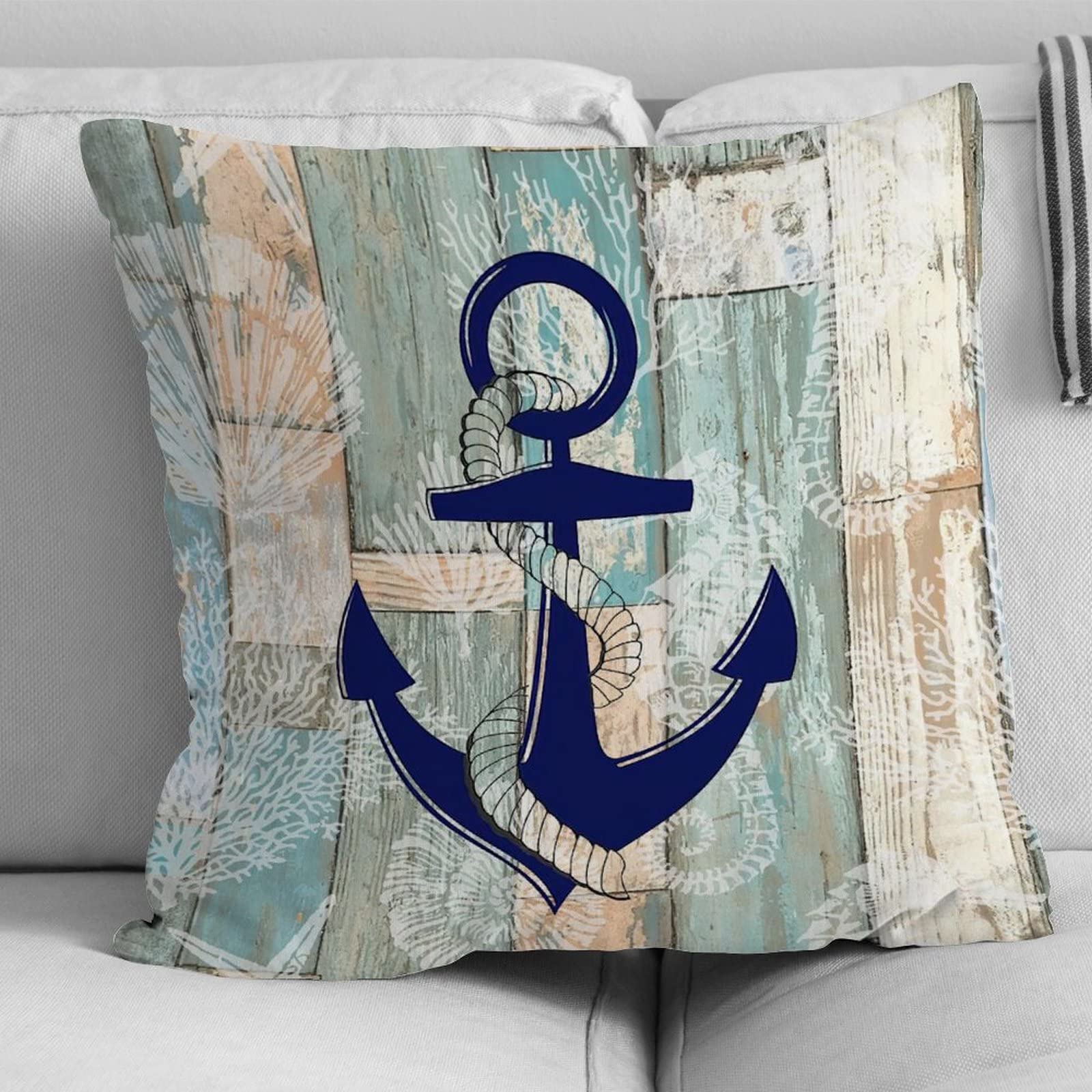 Fundas Cojines Impermeables Funda Cojin 40 X 40 Cm Lino Funda Cojines Verano Estilo Marinero Náutico Ancla Velero Fundas De Cojines Para Jardín