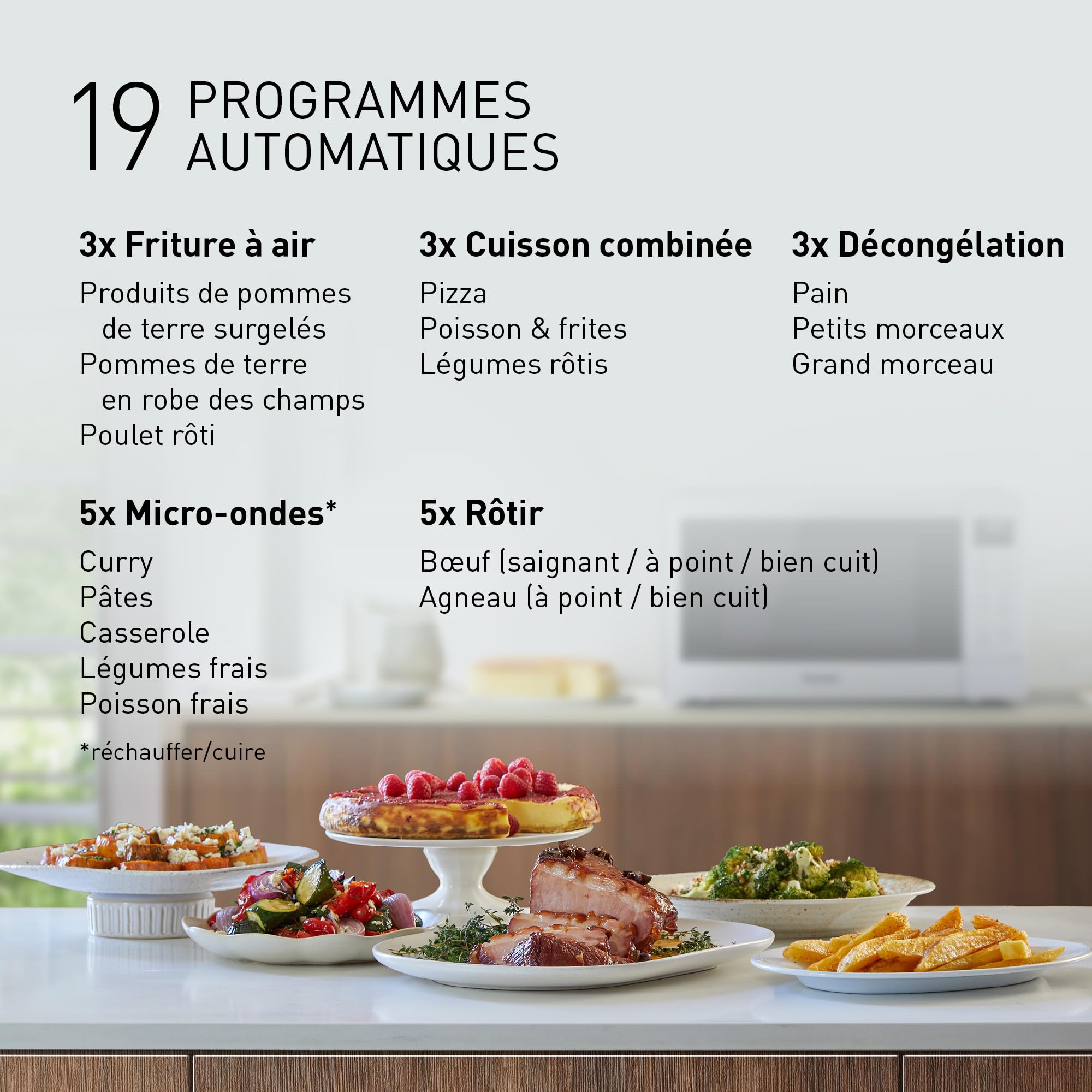 Panasonic NN-CT57RMEPG Four à Micro-Ondes combiné 4-en-1, 27 L avec mode Airfryer, Inverter 1000 W, Gril 1300 W, Chaleur Tournante, 19 Programmes Automatiques, panier de cuisson airfryer, Argenté