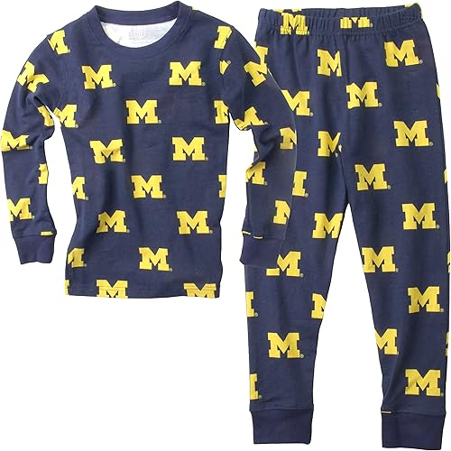 Wes & Willy Michigan Wolverines - Pijama estampado de color azul marino