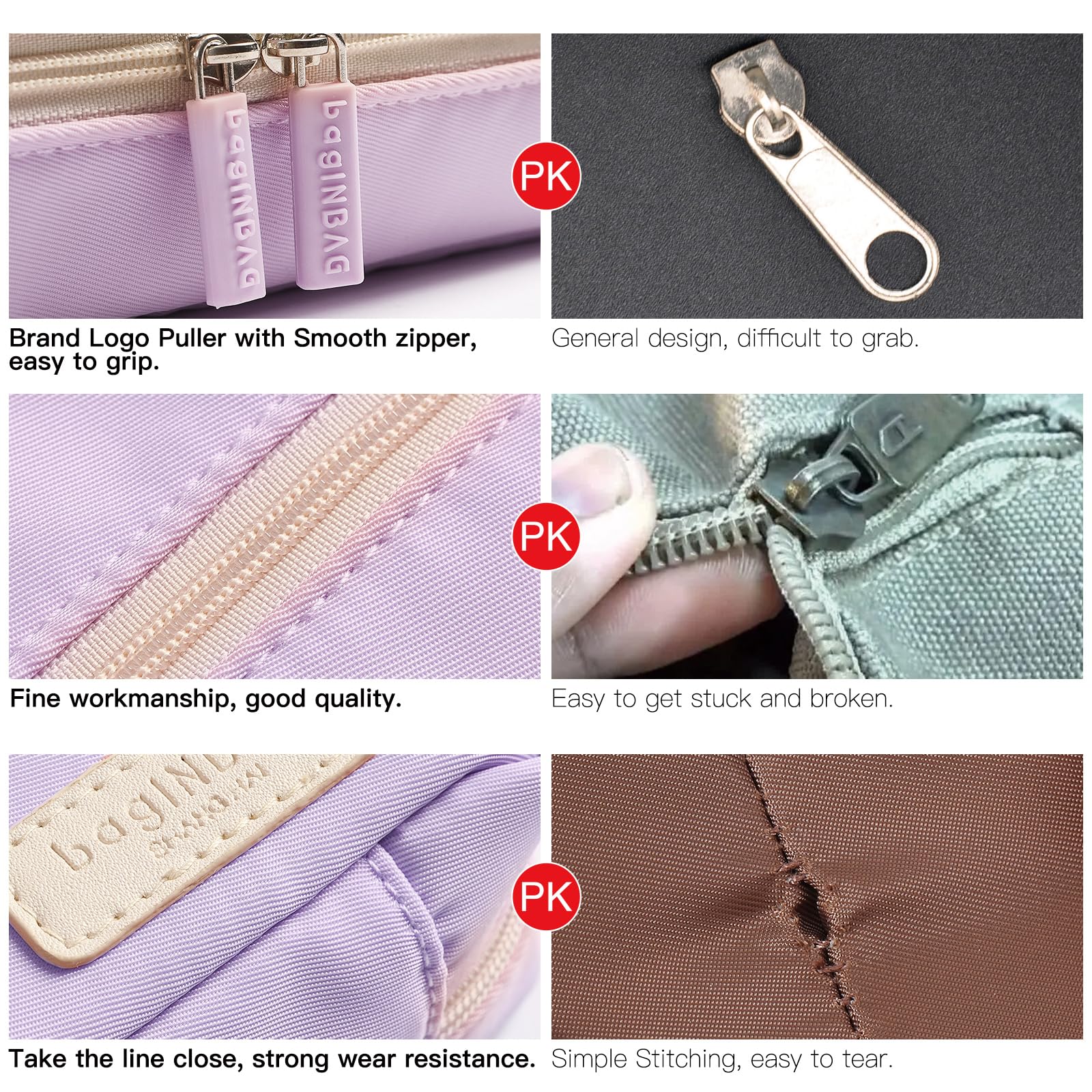 QIANPA - Estuche organizador pequeño con cremallera, bolsa ligera estética, bolsa morada para hombres y mujeres