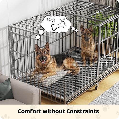 Miniatura 6 de Jaula para Perros Indestructible de Servicio Pesado de 78 pulgadas con Bandejas Removibles, Puerta Doble a Prueba de Escape para Perros con Alta
