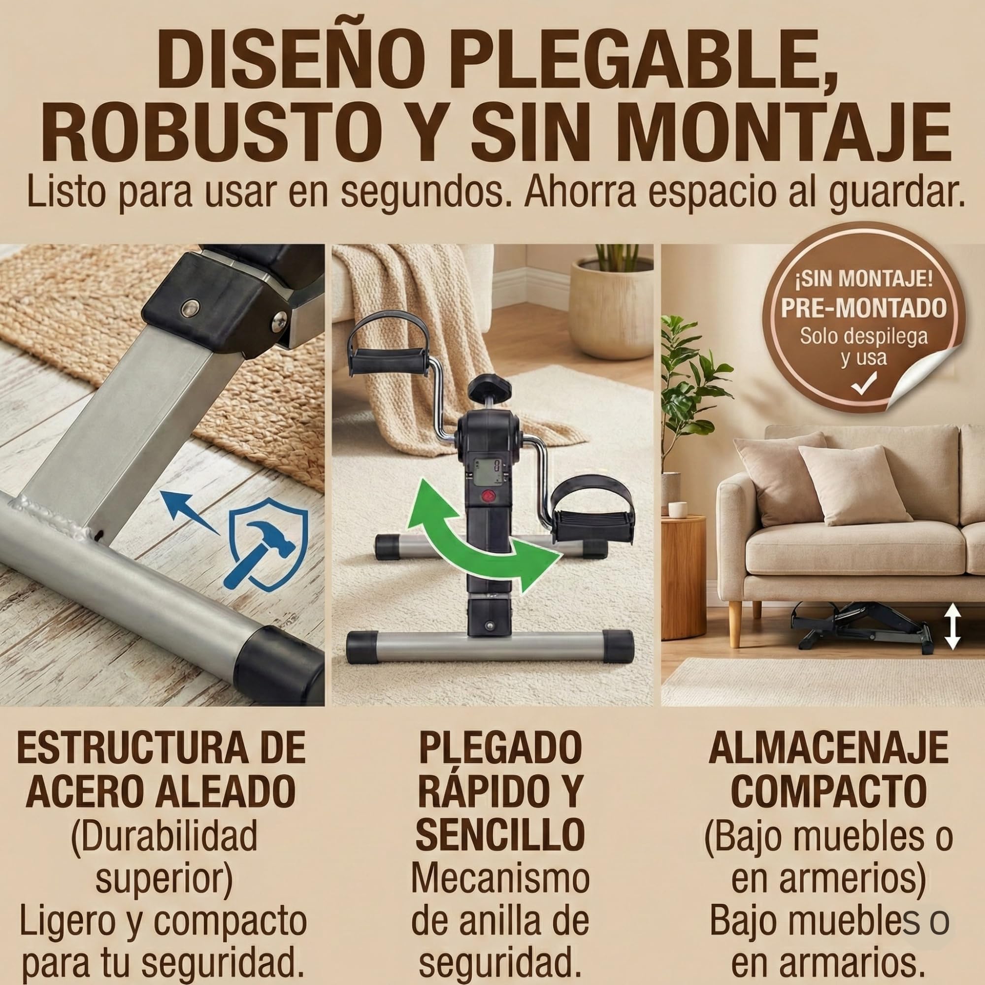 Pedali statici anziani con schermo LCD – Mini cyclette pieghevole che aiuta la circolazione, pedalatore con resistenza regolabile per ginnastica passiva ed esercizio domestico