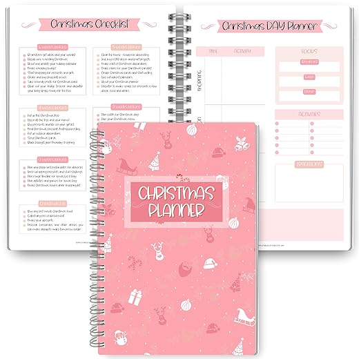 Christmas Planner - Holiday Checklist, To Do List, Budget, Food Menu & Shopping List for Xmas (Red)