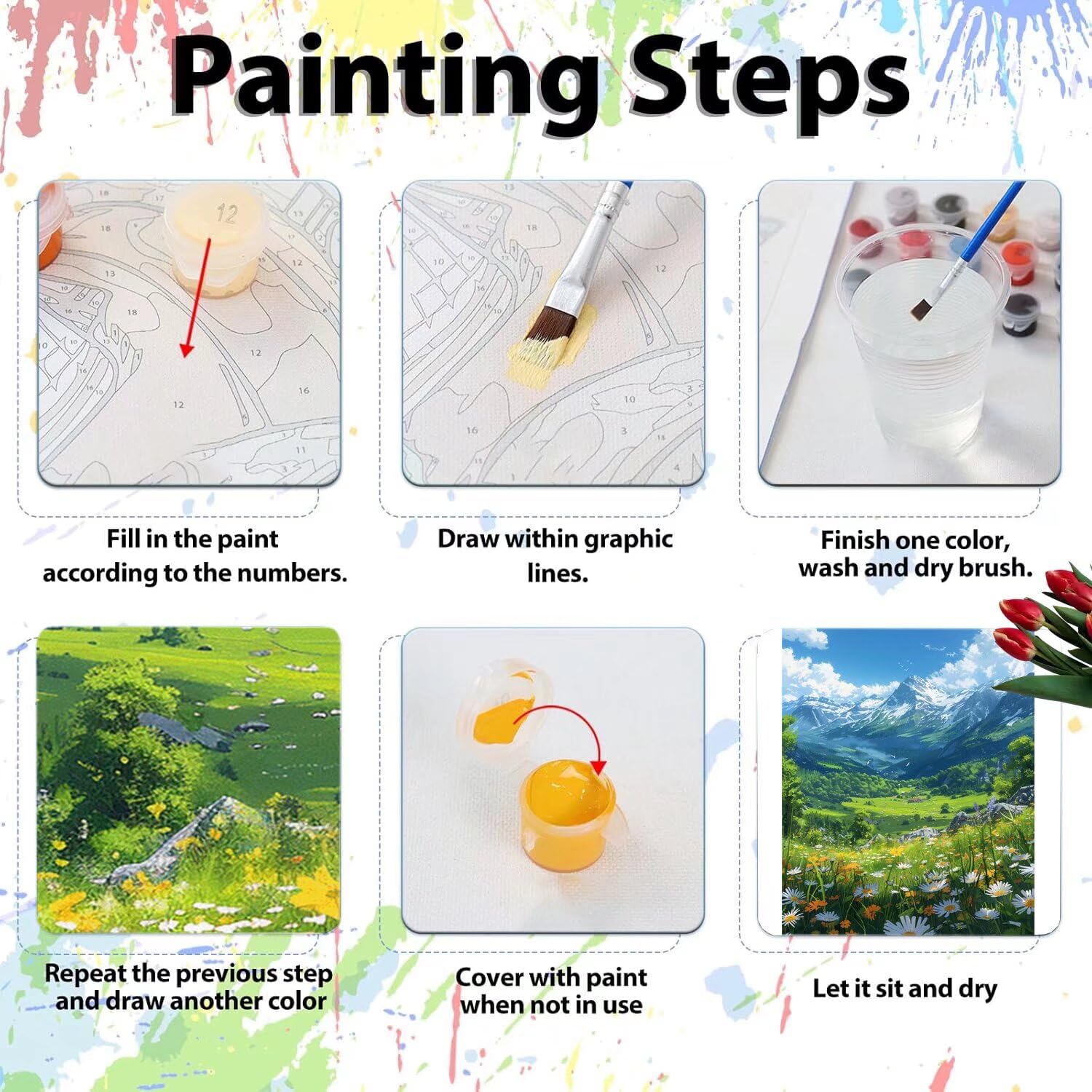 Pintar por Numeros Adultos pintar por numeros niños manualidades niños 10 años, DIY Pintar por Números de Pincel y Pintura acrílica Decoraciones para el Hogar Manualidades, sin Marco 60x80cm C-96