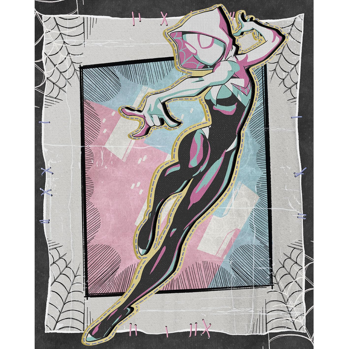 Marvel Multi-Coloured (Ghost Spider Doodle Design 40 X 50 X 2Cm Canvas Print Wall Art
