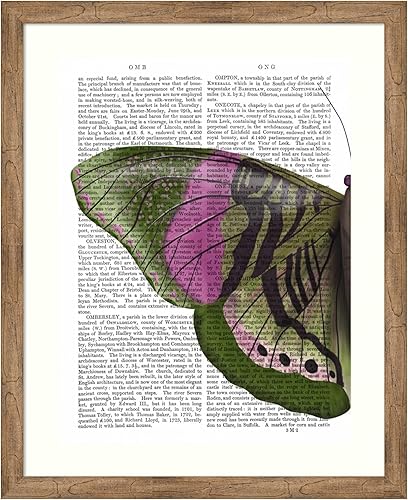 Amanti Art Fab Funky - Lienzo decorativo para pared, 44 x 36 pulgadas, diseño de mariposa en verde y rosa, arte de pared de animales, decoración