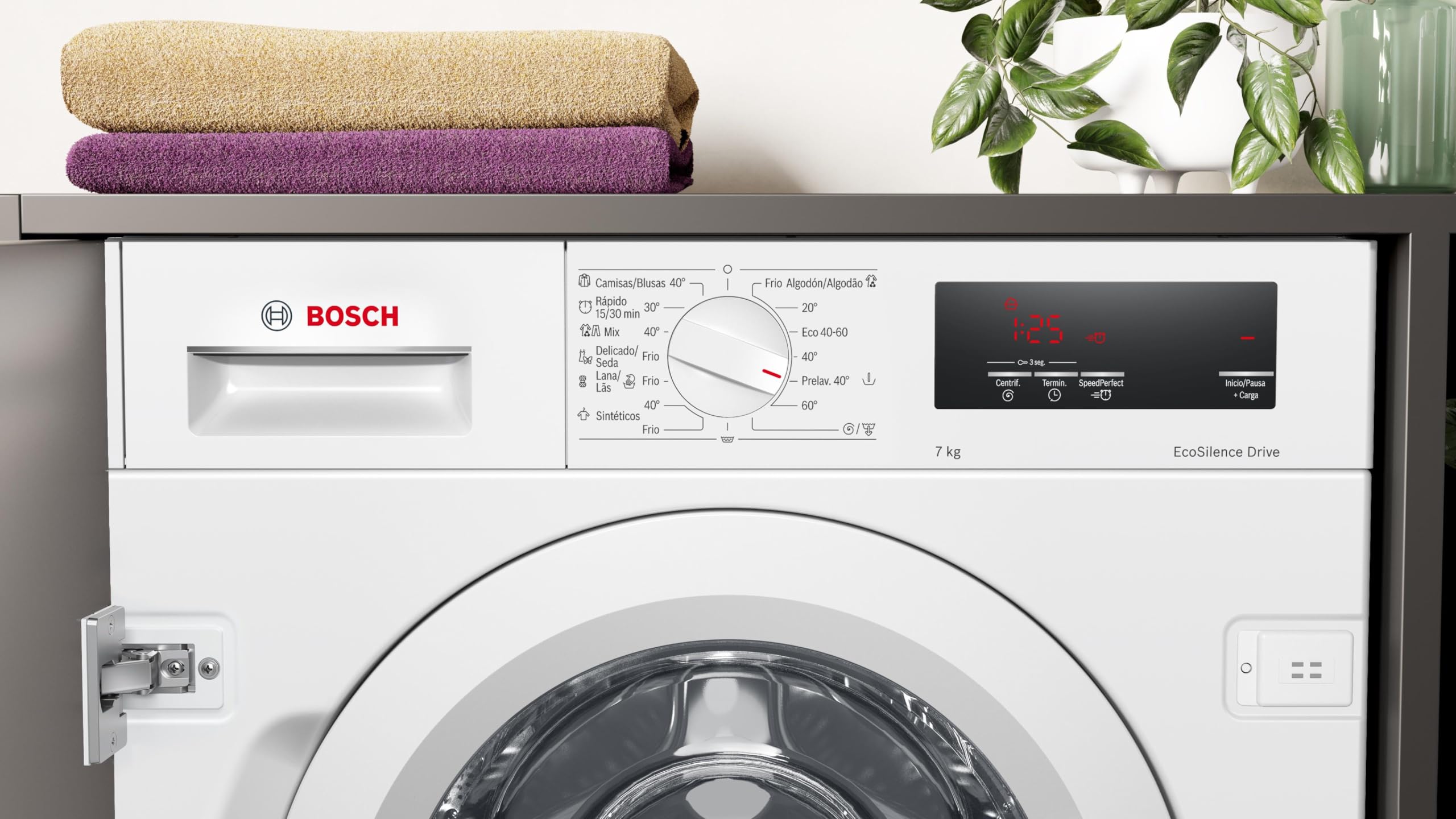 Bosch - Lavadora Integrable, 60 cm, 7 kg, Serie 6, EcoSilence, Blanco, WIW24306ES