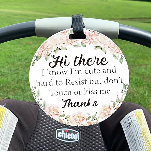 Miniatura 9 de Paquete de 2 letreros de asiento de automóvil para bebé, no tocar, con correas para colgar y clip, letrero de seguridad para bebé niña y niño