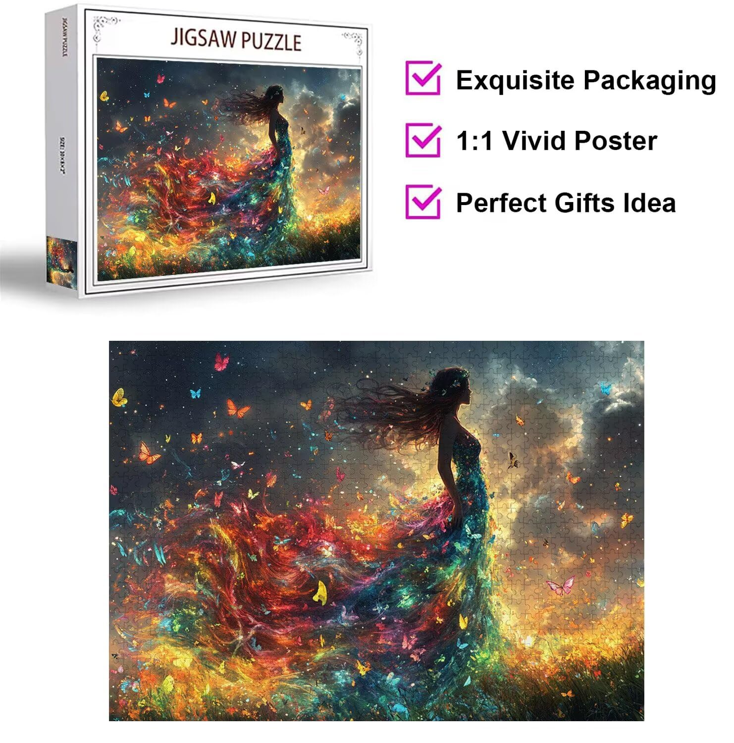 Puzzles 3000 Piezas, Puzzle Madera Mariposas niña, n-248