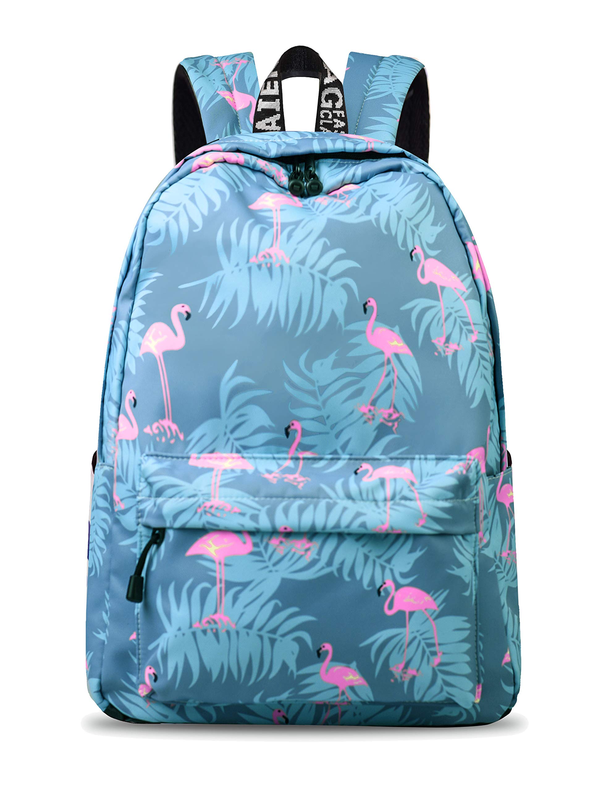 Waterproof School Backpack for Girls Teens Cute Print Bookbag Laptop Backpack Women Travel Casual Daypack Blue Flamingo-1