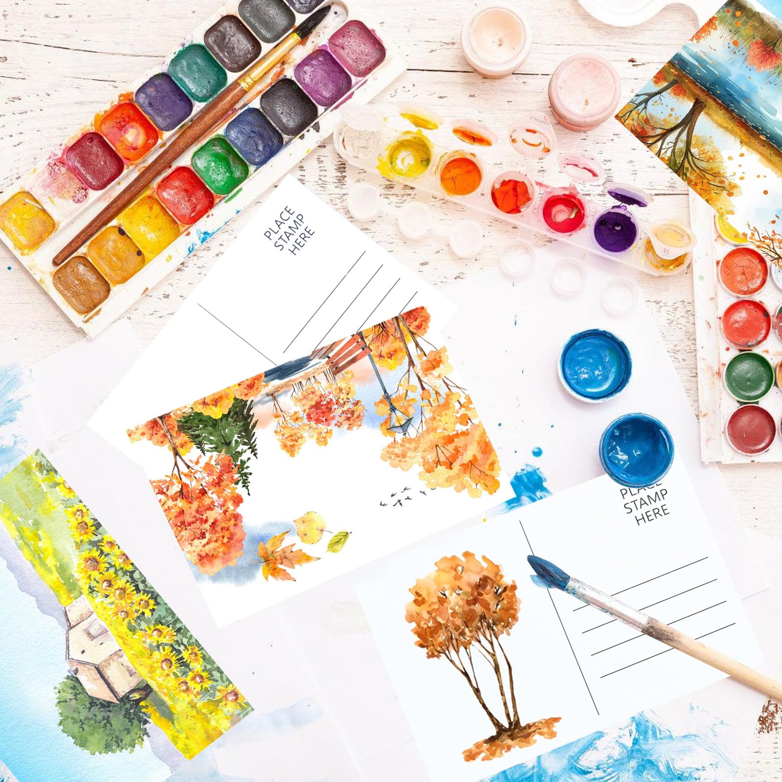 CXIIPOL Aquarellpapier-Postkarten, 300 g/m², 100 % Baumwolle, blanko, Postkarten zum Bemalen von Geschenkkarten, 100 Stück