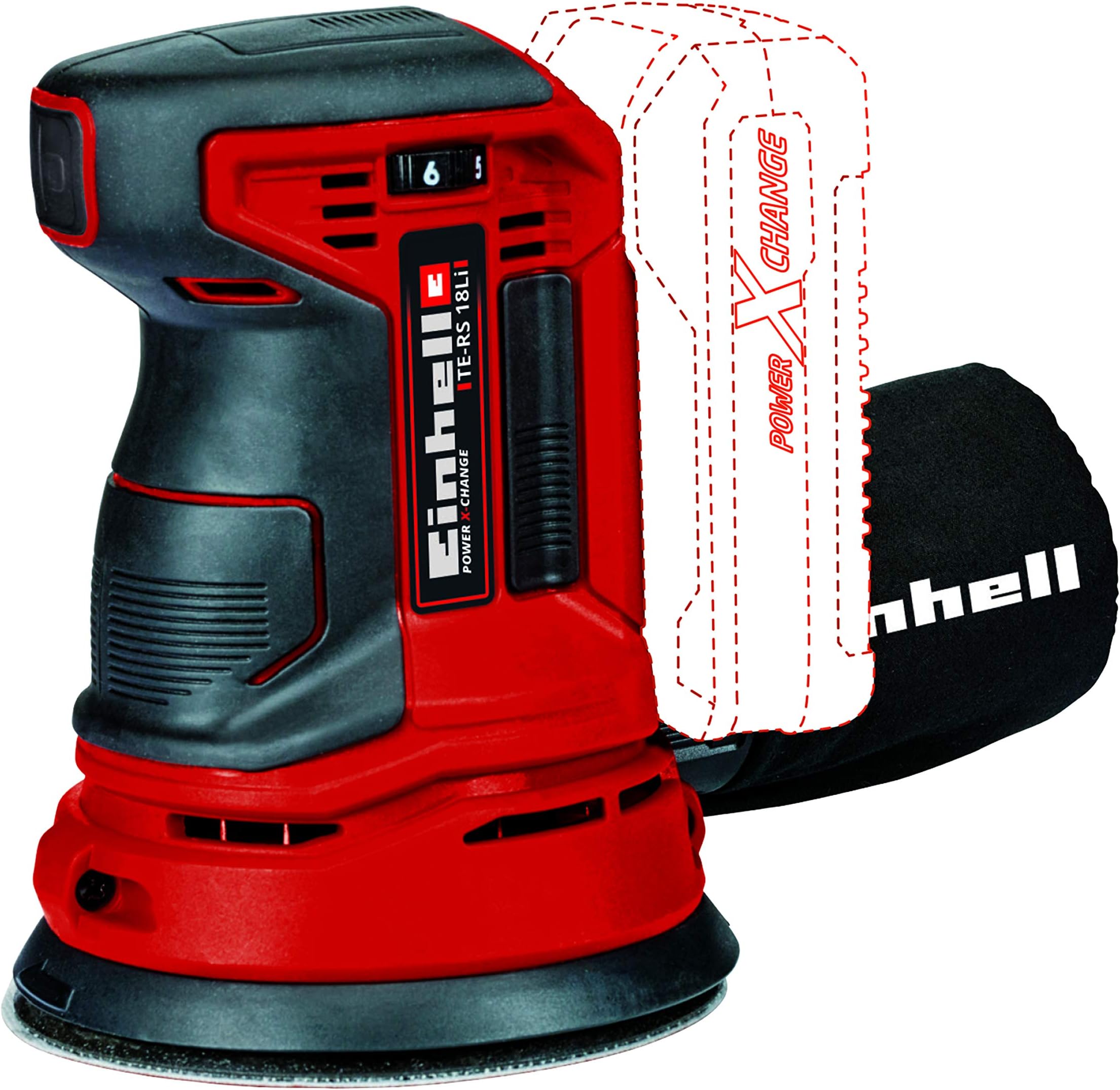 EinhellTE-RS Power X-Change 18-Volt Cordless 5-Inch 22,000-OPM Max Variable Speed Random Orbital Palm Sander w/Dust Collection Box, Dust Extraction Adapter, Electronic Speed Control
