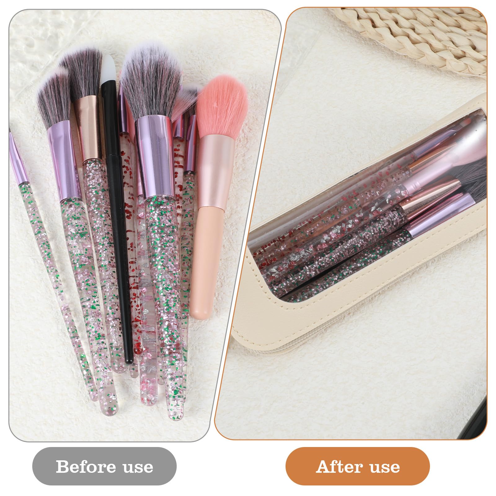 Small Makeup Bag Double Sided Clear Toiletry Bag for Women Portable Make Up Organizer Traveling Compact Car Bags Makeup Brush Bags Clear Travel Brush Holder Make Up Organizer - Image 4