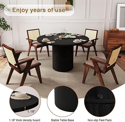 Miniatura 7 de Mesa de comedor redonda, mesa de comedor de 47.24 pulgadas, mesa de comedor pequeña, mesa de comedor de cocina de granja para comedor, cocina, sala