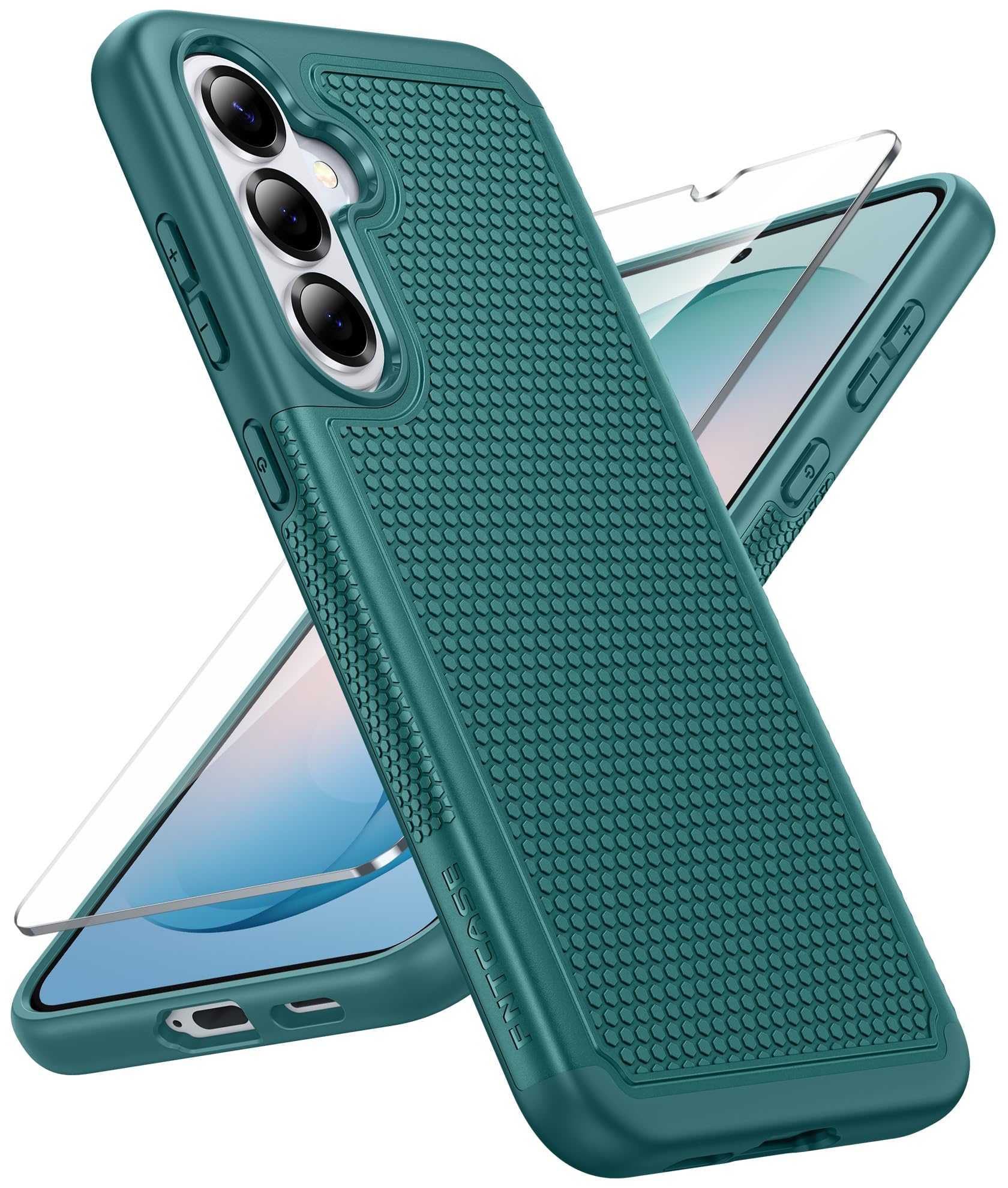 FNTCASE for Samsung Galaxy S26 Plus Phone Case: Dual Layer Non Slip Green | With Screen Protector, Shockproof Drop Protection, Matte Textured Protective Cell Phone Cover, for Daily Use, Green