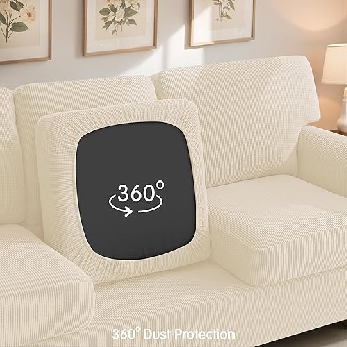 Miniatura 6 de SUBRTEX Juego de fundas elásticas para sofá, 3 piezas, fundas de cojín para respaldo, protector de muebles, colección para sofá de gran tamaño, sofá