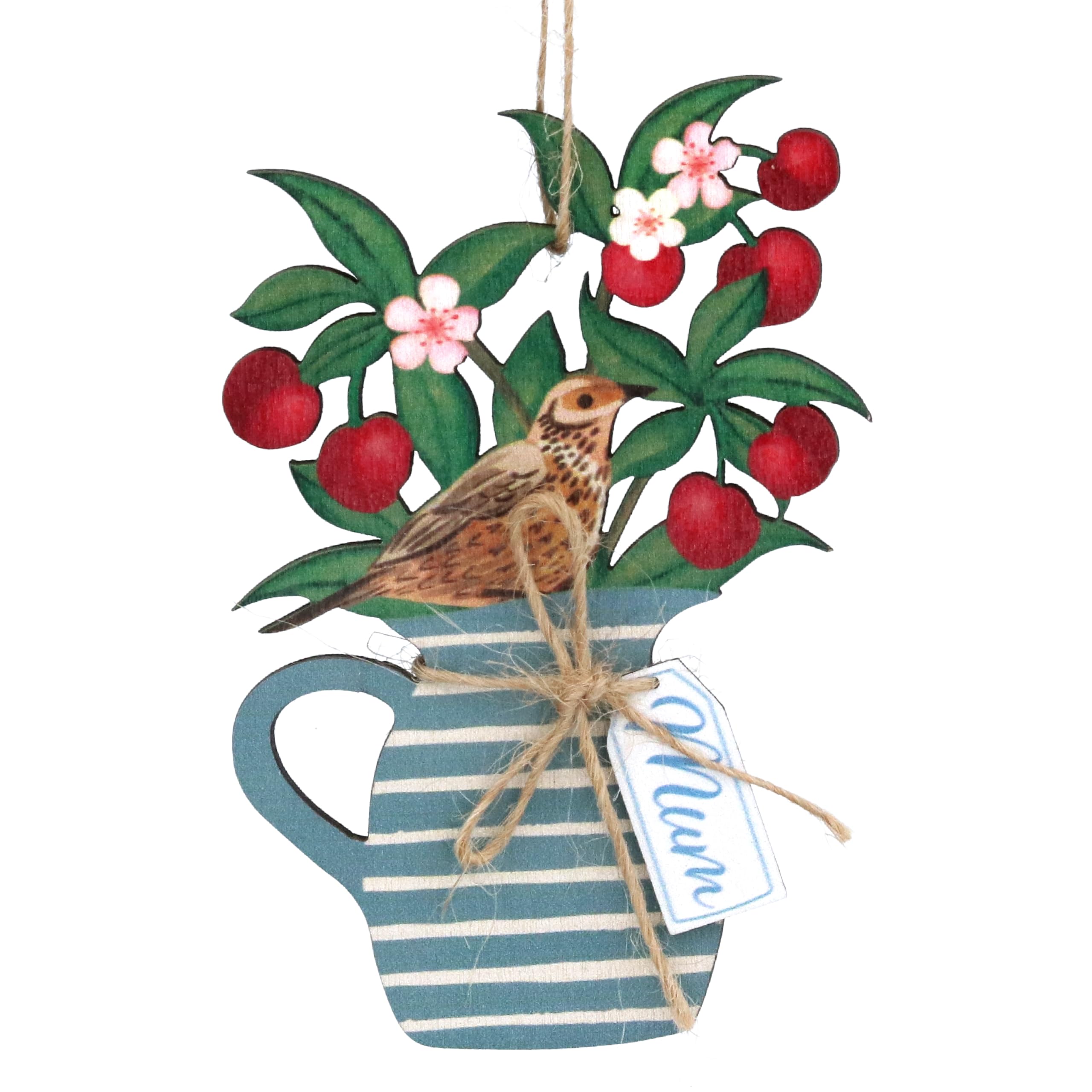 Gisela Graham Vase with Cherries Hanging Decoration