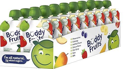 Miniatura 69 de Buddy Fruits Snacks To Go Puré de manzana sin azúcar de mango sin azúcar, bolsa de 3.2 onzas (18 unidades) sin gluten, frutos secos, conservantes