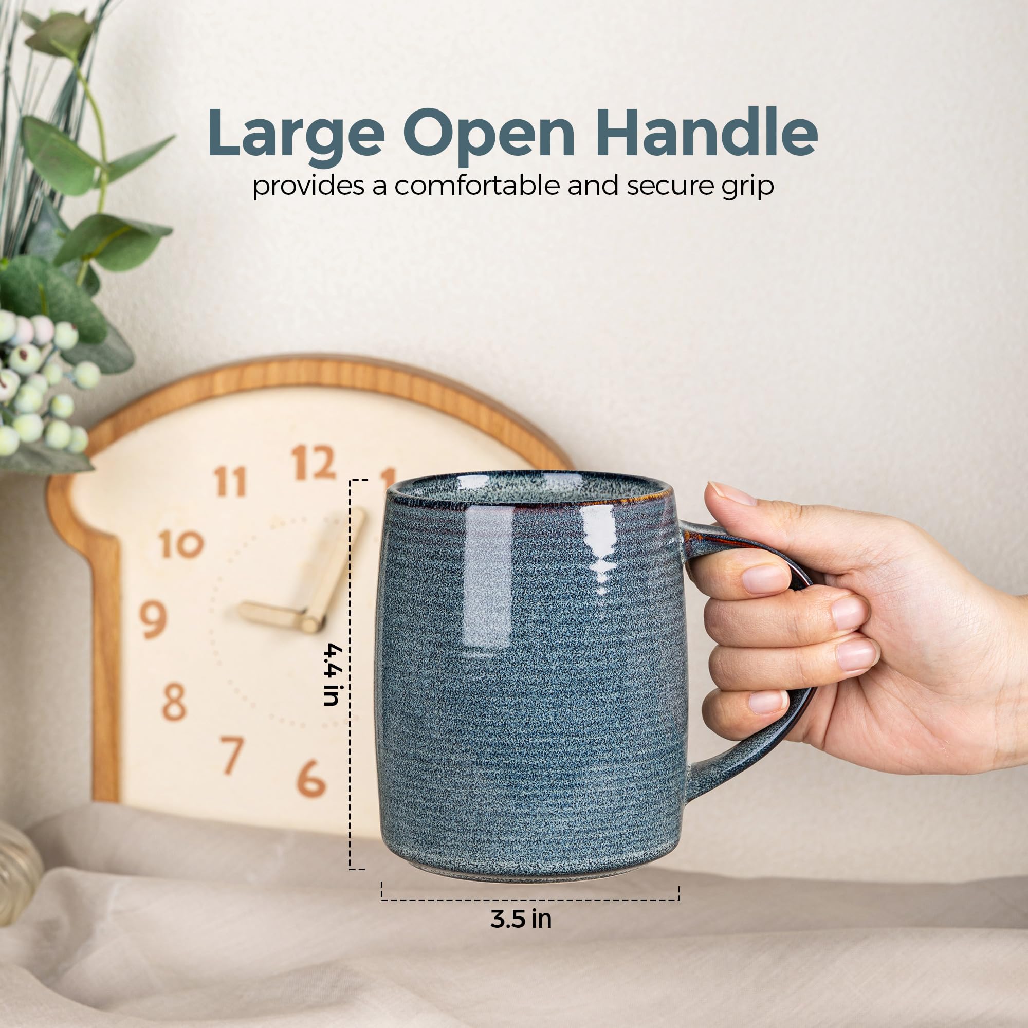 GBHOME Duży zestaw filiżanek do kawy, 6 sztuk, ok. 500 ml, ręcznie wykonane kubki ceramiczne z gradientem kolorów – idealne do latte herbaty, piwa i gorącej czekolady | nadają się do mycia w zmywarce