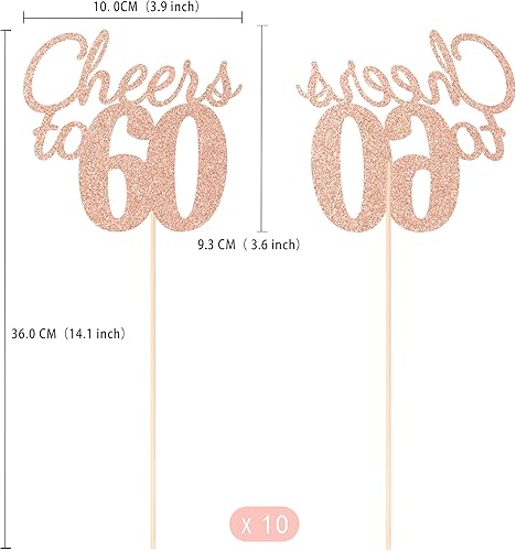 Miniatura 141 de Gexolenu Cheers to 40, paquete de 10 centros de mesa de cumpleaños de 40 cumpleaños con purpurina de color oro rosa de doble cara para mesas