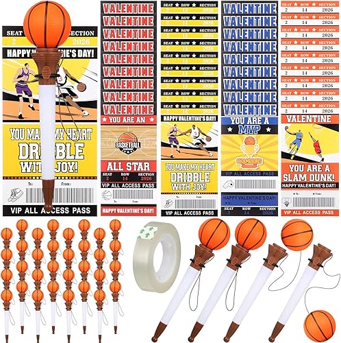 Juego de 36 tarjetas deportivas para el día de San Valentín con bolígrafo Tarjetas deportivas 2026 para el día de San Valentín, niños, escuela,