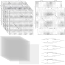 WinnerWhy 34 Pcs 5 mm Fuse Bead Pegboards Set 15 Plastic Bead Boards 15 Ironing Paper 4 Tweezers Large Clear Iron Pegboards Beading Supplies for DIY Projects Craft