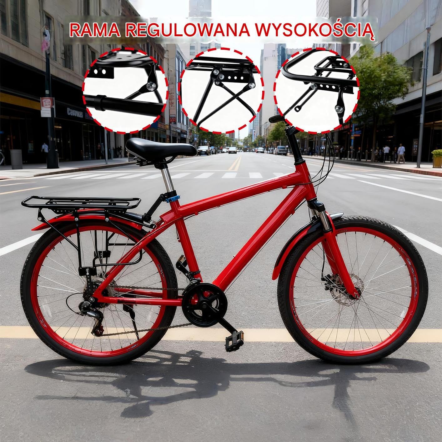 Tylny Baga?nik Rowerowy | 200kg No?no?? Ci??arowa Stalowe Mocowanie | Regulowany Stalowy Baga?nik Tylny dla Roweru - dla Kolarstwa, Jazdy Rowerze, Dostaw, Dojazdów, Pikniku, U?ytku Miejskiego, Prac