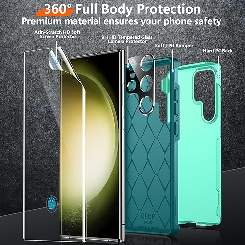 Miniatura 5 de Red2Fire Funda para Samsung Galaxy S23 Ultra, a prueba de golpes de grado militar con 2 unidades protector de pantalla suave + protector de lente