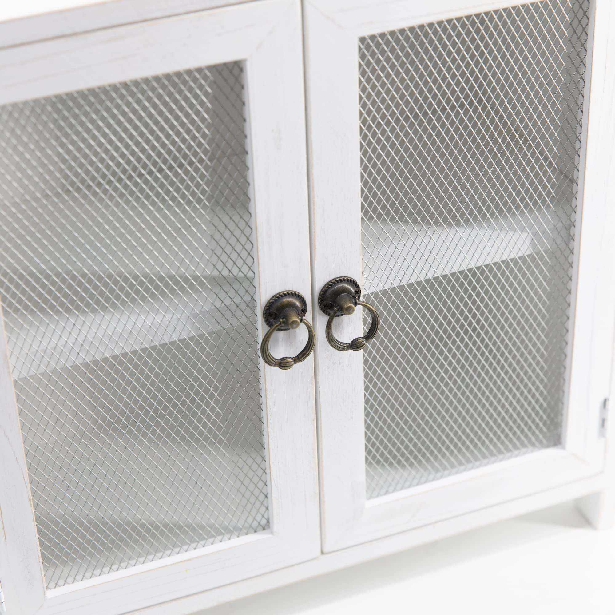 COLLECTIVE HOME - 2 Tiered Storage Cabinet, Countertop Cabinet, Wood Organizer for Kitchen Living Room Bedroom Bathroom Office with Magnetic Door, 15.75 x 14.5 x 6.5, White, 02