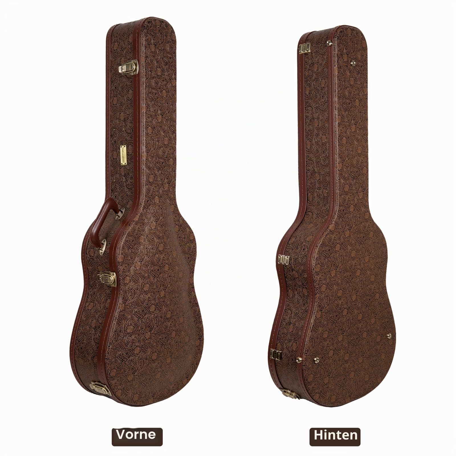 Crossrock Designer Series - Holzetui für OM/000-14 Fret Akustikgitarre - Sicherheitsschloss, Metallfüße, Stauraum- Blütenbraun(CRW530OMBQ)